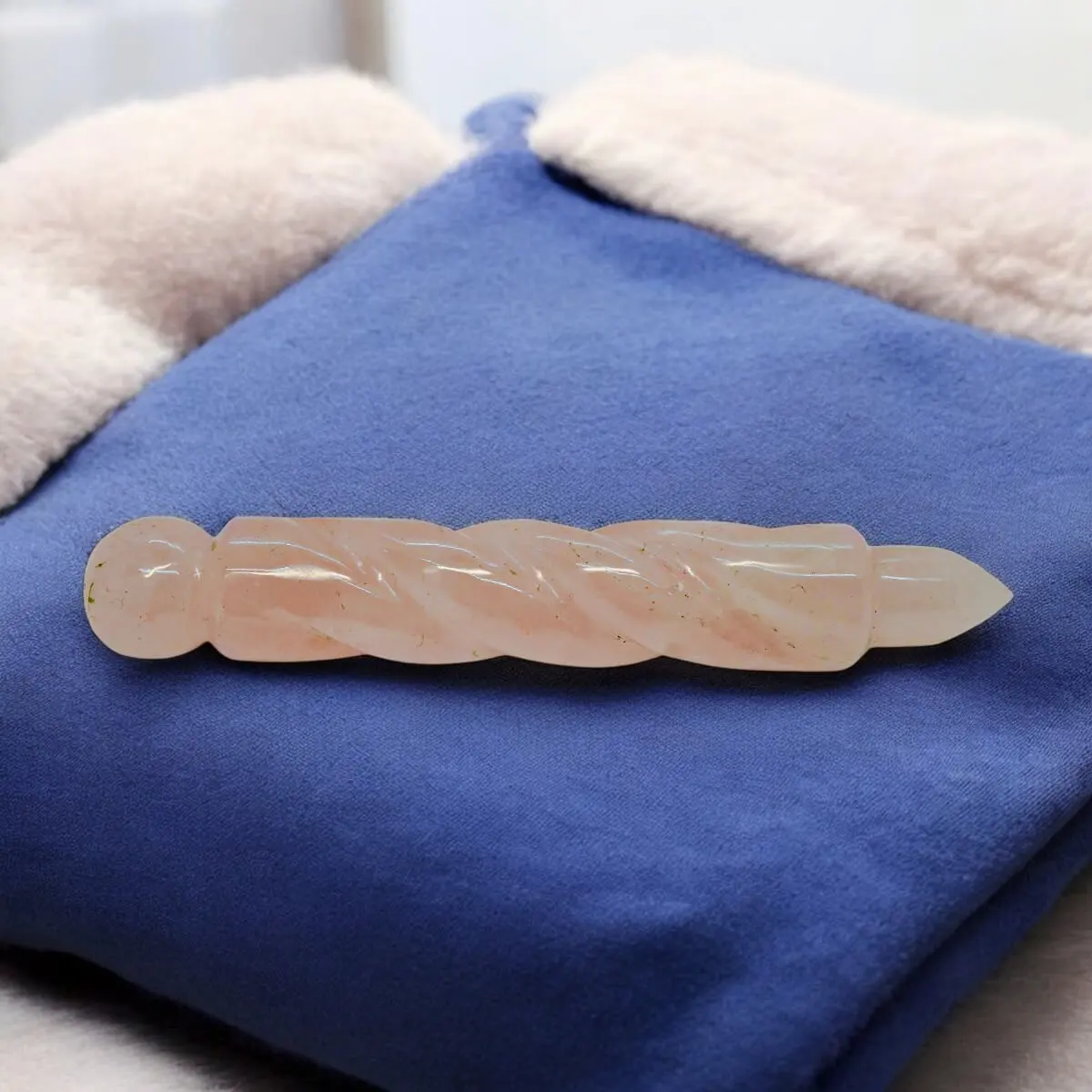 Rose Quartz Spiral Healing Wand AAA Quality