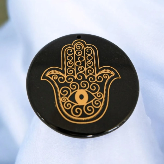 Hamsa Black Tourmaline Plate AAA Quality