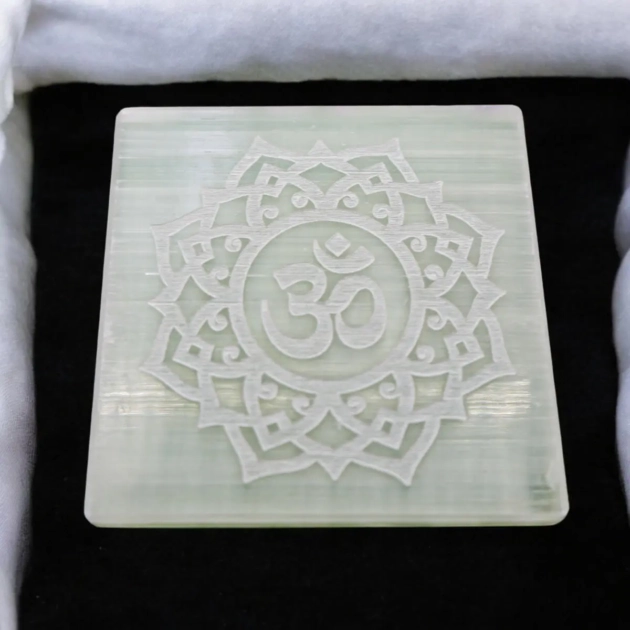 Om Selenite Plate AAA Quality