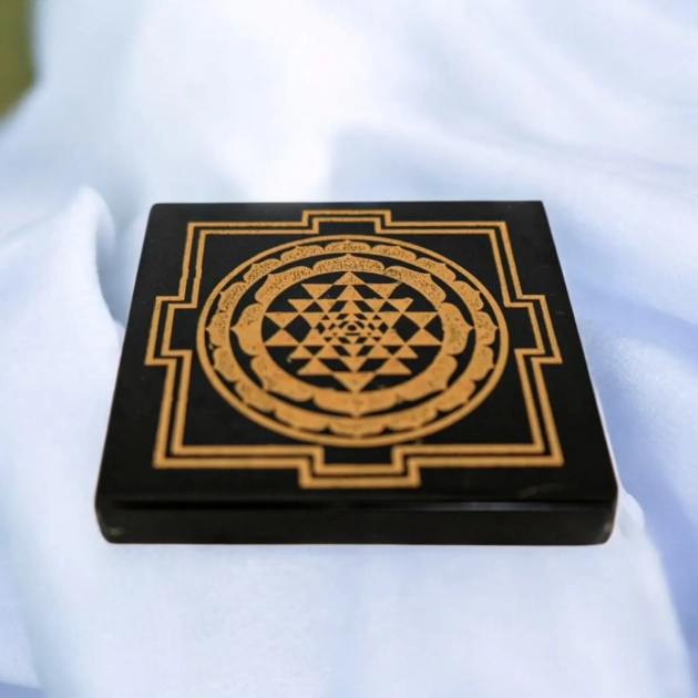 Shri Yantra Black Tourmaline Plate AAA Quality